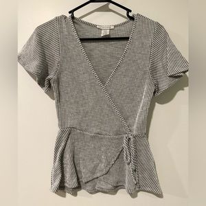 Caution To The Wind Striped Wrap Shirt | Size S